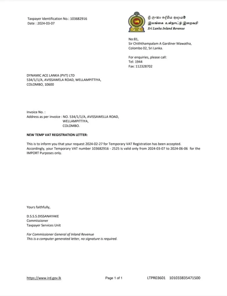 VAT Payer Identification